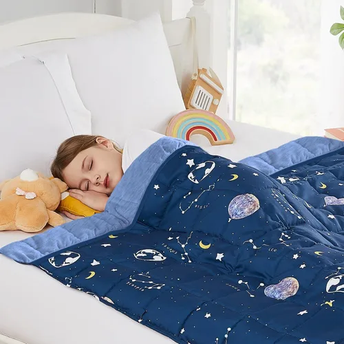 Vista 64 de Manta con peso – Manta pesada con patrón de animales de 7 libras – Manta transpirable tamaño pequeño (41 x 60 pulgadas, 7 libras)