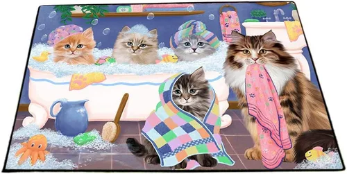 Vista 8 de Doggie of the Day Siberian Cats Floor Mat - 4th of July Independence Day - Best Dog Doormat - Protector Decor - Unique Portrait Art - Premium
