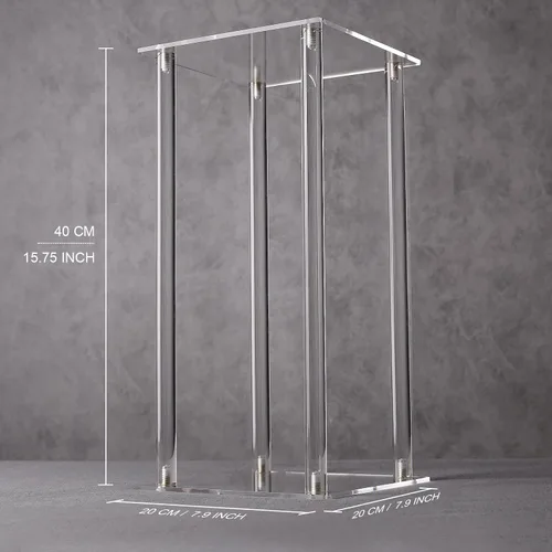 Vista 5 de YALLOVE Soporte acrílico para flores, juego de 2 pedestales transparentes, jarrones de 15.75 pulgadas de alto para bodas, eventos, fiestas