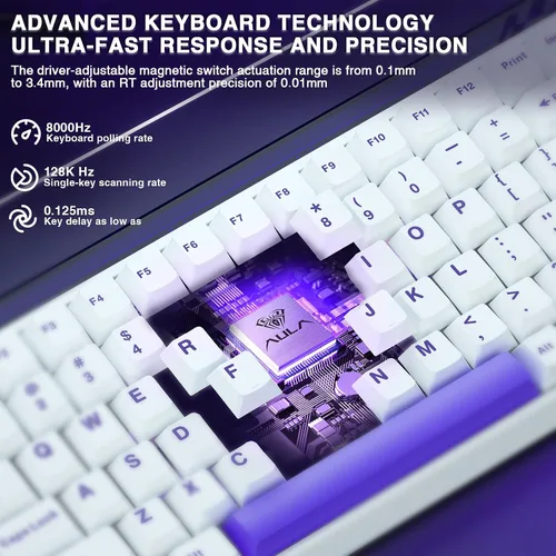 Vista 4 de Aula Hero 84 HE - Teclado mecánico para juegos al 75% con cable, interruptores magnéticos, teclado de efecto Hall intercambiable en caliente, modo