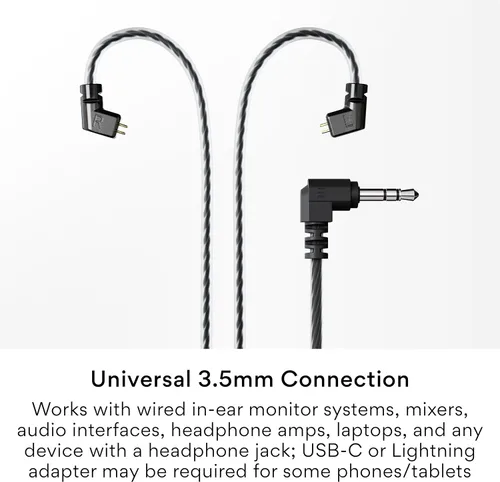 Vista 7 de MEE audio CORE 2 Auriculares híbridos con cable con monitor intrauditivo de Negro