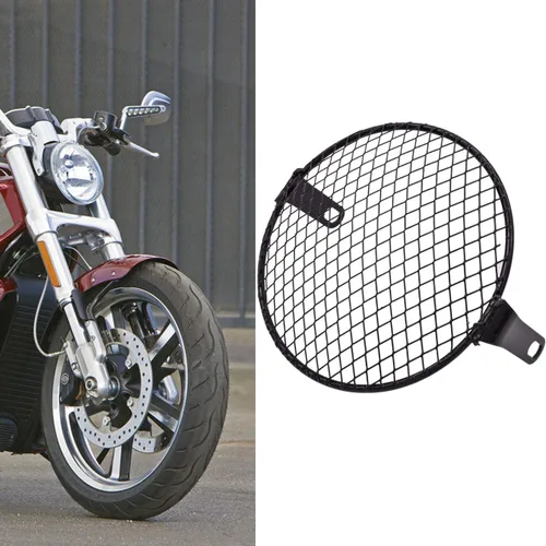 Vista 7 de TUINCYN Rejilla para faros delanteros de motocicleta de 6 1/2 pulgadas, retro, montaje lateral, cubierta de la lámpara de la cabeza, máscara