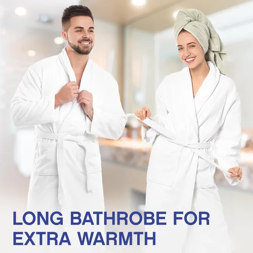 Vista 6 de Jmr Terry Cloth Robes for Women & Men - Lightweight Cotton Bathrobe - Spa-Quality White Cotton Robe for After Shower