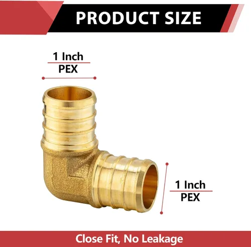 Vista 2 de Paquete de 2 accesorios de latón EFIELD Pex de 1 pulgada x 1 pulgada de 90 grados, ASTM F1807, NSF61 (PEX1807062-2PCS) for Pex Pipe/Tubing