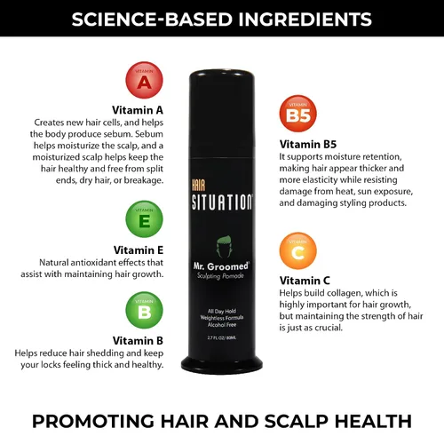 Vista 4 de Hair Situation Mr. Groomed - Pomada mate para hombres, fuerte sujeción durante todo el día, aspecto de acabado natural mate, cera de peinado