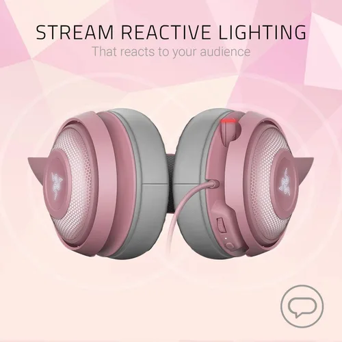 Vista 4 de Razer Kraken Kitty - Auriculares USB RGB para juegos estación base V2 Chroma cuarzo rosa