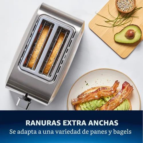 Vista 2 de Oster - Tostadora de 2 rebanadas con ranuras extra anchas, tostador de bagels, acero inoxidable