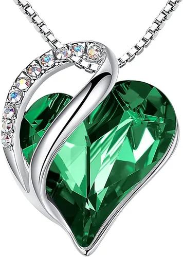 Vista 24 de Leafael - Collares para mujer, dije de corazón de amor infinito con cristales de piedra natal, cadena chapada en plata de 18 + 2 pulgadas, regalo