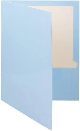 Vista 3 de JAM PAPER Carpetas brillantes laminadas con dos bolsillos, color azul bebé, paquete de 3