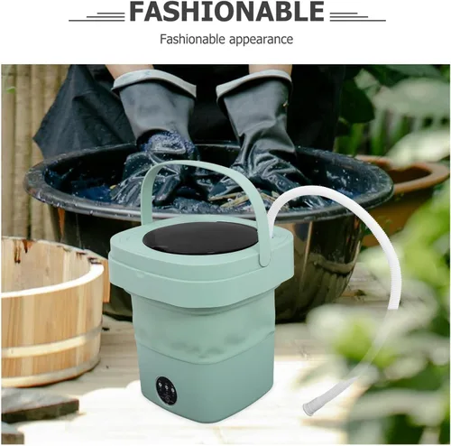 Vista 6 de NUOBESTY Mini lavadora plegable portátil con cesta de drenaje y múltiples modos de ahorro de espacio, diseño plegable para viajes, dormitorio