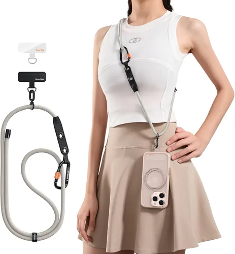 Vista 10 de TORRAS Cordón para teléfono con trabillas para colgar, correa ajustable antirrobo cruzada para teléfono para iPhone 17 Pro Max, amigable