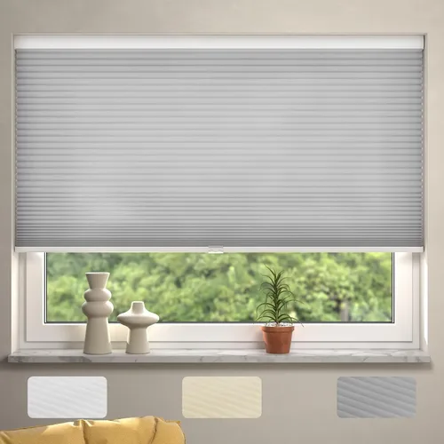 Vista 9 de MYshade CEL19BE36C - Persianas sin cordones y celulares para ventanas interiores con filtro de luz de 1.5 pulgadas de celda de nido de abeja, tela