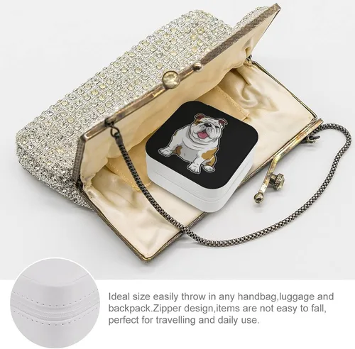 Vista 3 de FunnyStar Bulldog Inglés Lindo Viaje Joyero Organizador PU Cuero Display Joyería Titular Caja de Almacenamiento