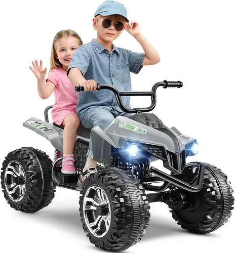 Vista 7 de Hikole ATV XL de 24 V, 4 ruedas para niños de 6 a 14 años, 2 plazas, gris Gris oscuro