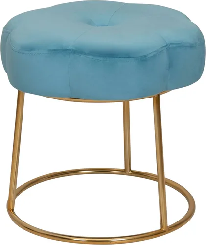 Vista 12 de Linon Talulah - Taburete decorativo y tocador azul claro y dorado