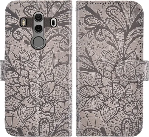 Vista 5 de Asuwish Funda de teléfono para Huawei Mate 10 Pro con protector de pantalla de vidrio templado y funda de cartera de encaje, soporte para tarjetas