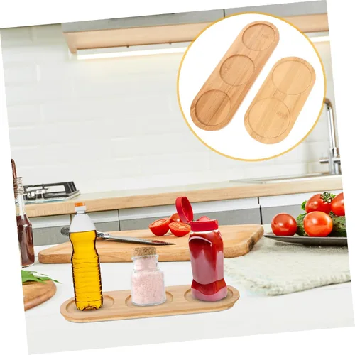 Vista 5 de TIDTALEO Portavasos de bambú para condimentos, bandejas de madera, bandejas para mesa de café Comida, bandeja de madera, bandeja de madera, base