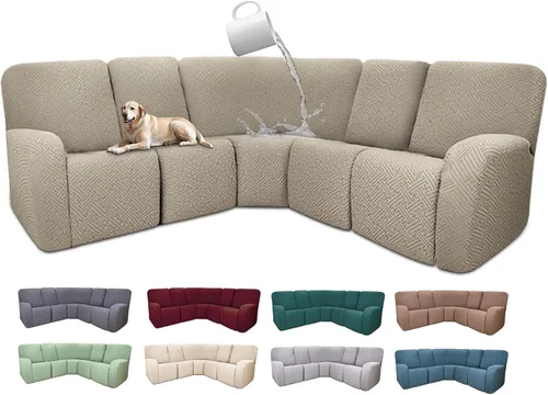 Vista 118 de Fundas de sofá reclinable seccional 100% impermeables para sofá reclinable en forma de L, funda de sofá modular de esquina en forma de L, fundas