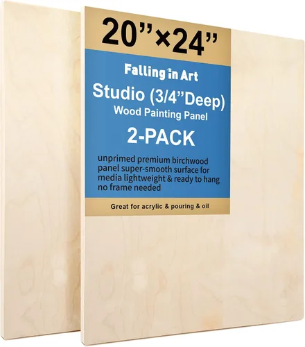 Vista 10 de Kit de Paneles de Lienzo de Madera de Abedul Sin Terminar, Falling in Art Paquete de 2 de 11x17'' Tablas de Cuna de Estudio de 3/4'' de Profundidad