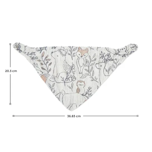 Vista 3 de Crane Baby Juego de baberos de muselina suave, ajustable y absorbente, estilo bandana para niños y niñas, animales del bosque, 3 piezas, 18.5 x 9