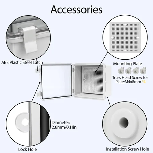 Vista 5 de Caja de derivación de plástico ABS IP65 a prueba de polvo e impermeable, recinto universal para proyectos eléctricos con carcasa bisagra gris