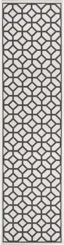 Vista 5 de SAFAVIEH Linden Collection - Alfombra lavable para exteriores, alfombra de pasillo de 2.2 x 8 pies, gris claro y carbón, no desprende pelusa y fácil