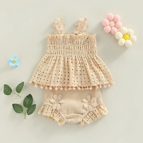 Vista 162 de TheFound Trajes de verano para niñas pequeñas, sin mangas, de punto acanalado, halter, pantalones cortos, ropa para recién nacidos, conjunto de 3