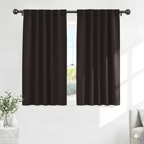 Vista 59 de PONY DANCE Cortinas cortas con aislamiento térmico para ventana pequeña, para guardería, baño, cocina, lavandería, caravana, sótano, 29 pulgadas
