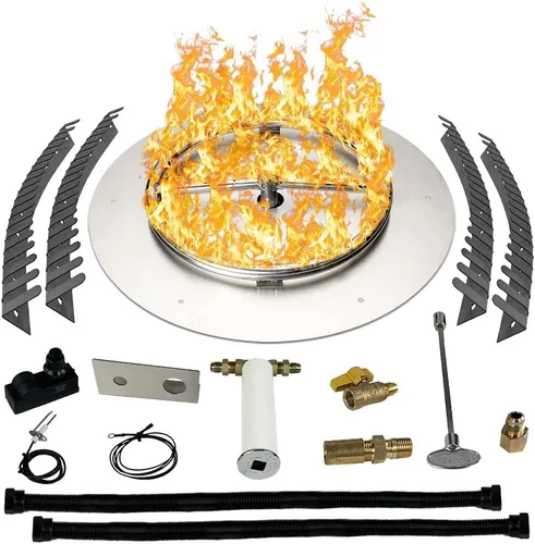 Vista 13 de Kit de sartén y anillo de acero inoxidable para quemador de hoguera, con encendido por chispa para fogatas de propano líquido, sartén de 18