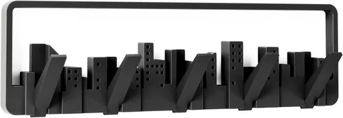 Vista 8 de Umbra Skyline Multi Hook - Arte de pared moderno con ganchos de 5 libras para abrigos, bufandas y bolsos, color gris