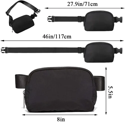 Vista 3 de Riñonera unisex de moda en todas partes con longitud ajustable para mujer, Negro, s