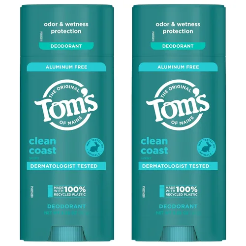 Vista 9 de Tom's of Maine Clean Coast Desodorante Natural Sin Aluminio Para Mujeres y Hombres Se Aplica Transparente Protección Contra Olor y Humedad