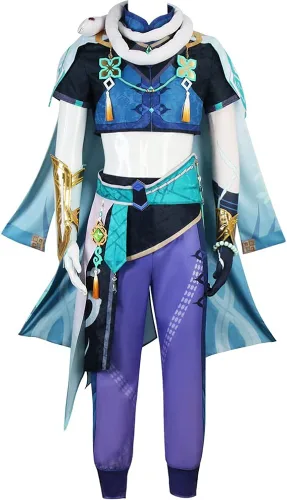 Vista 2 de Baizhu - Disfraz de cosplay de Bai Zhu, traje de uniforme para Halloween, conjunto completo