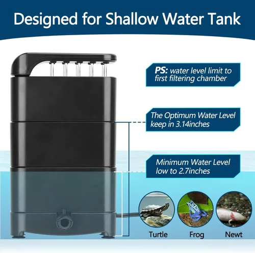 Vista 3 de hygger Filtro para Tortuga de 150GPH con 2 Esponjas, Bola Bio, Filtro de Bio Filtración de Circulación de Agua 3-en-1, Filtro de Tanque
