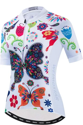 Vista 4 de PSPORT Conjunto de ropa de ciclismo para mujer, manga corta, ropa de bicicleta de montaña transpirable