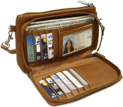 Vista 2 de Piel Leather Bolso de hombro, Saddle, Bolso de hombropulsera