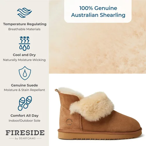 Vista 5 de Dearfoams Fireside Perth Shearling - Pantuflas de bota, forro de piel de oveja, para mujer