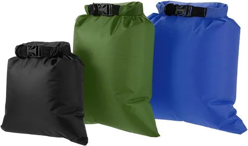 Vista 4 de Paquete de 3 bolsas secas impermeables de 3 L + 5 L + 8 L al aire libre ultraligeras para kayak, rafting, canotaje, natación, campamento