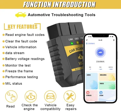 Vista 3 de ZIMISI Lector de escáner OBD2, lector de código de coche que se conecta al teléfono, herramienta de escaneo de diagnóstico automático, escáner OBD2