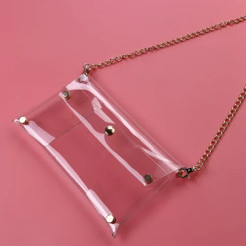 Vista 7 de BESTOYARD Bolso bandolera con correa de cadena para mujer, Transparente, Pvc