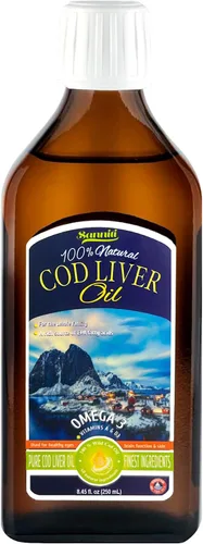 Vista 6 de Sanniti Aceite Natural 100% de Hígado de Bacalao, 1081 mg de Ácidos Grasos Omega-3 Totales, Capturado en la Naturaleza Nórdica, 250 mL (8.4 oz)