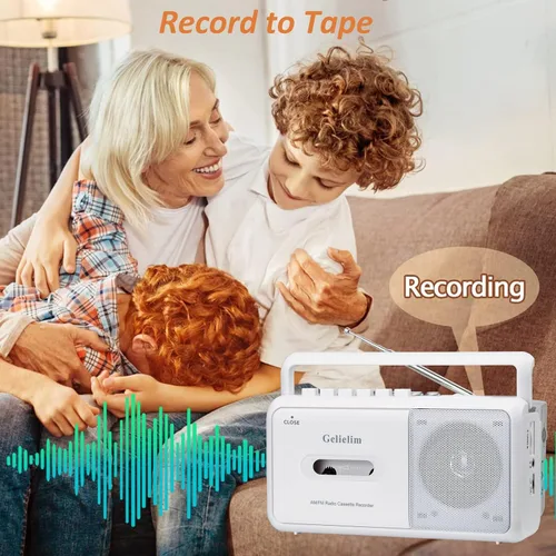 Vista 8 de AM FM Radio retro de onda corta Altavoz Bluetooth con sonido cristalino + reproductor de cassette portátil grabadora de cinta con radio AM FM