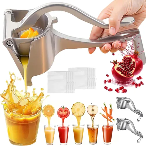 Vista 8 de Exprimidor manual de aluminio, prensa manual mejorada con agarre ergonómico, fácil de usar y limpiar, eficiente extractor de jugo de cítricos