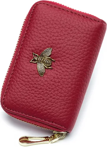 Vista 53 de imeetu Soporte para tarjetas de crédito RFID, cartera pequeña de cuero con cremallera para mujer