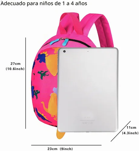 Vista 3 de YUPING Mochila de dinosaurio para niños pequeños con correa de seguridad para niños y niñas