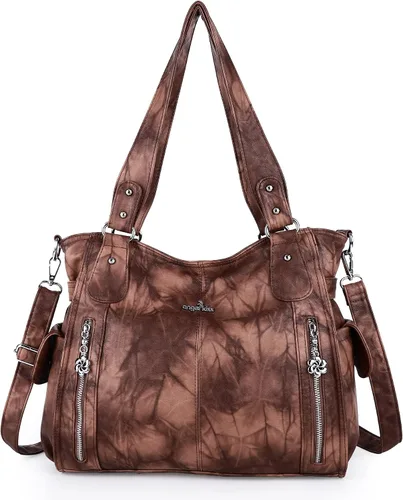 Vista 11 de Angel Kiss Bolsos para mujer con tiras en la parte superior, bolso estilo Hobo, bolsas de hombro espaciosas y casuales, cartera estilo Tote de PU