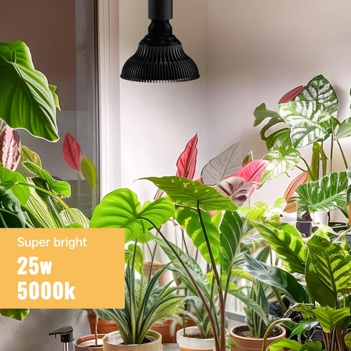 Vista 2 de Luces colgantes de cultivo para plantas de interior, 25 W 5000 K, bombillas LED de cultivo colgantes con temporizador, luz de planta colgante