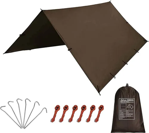 Vista 8 de KALINCO Lona de Tienda de Campaña, Lona de Picnic para Camping, Hamaca de Lona de Tienda de Campamento, Lona Impermeable de PU, Lona de Refugio
