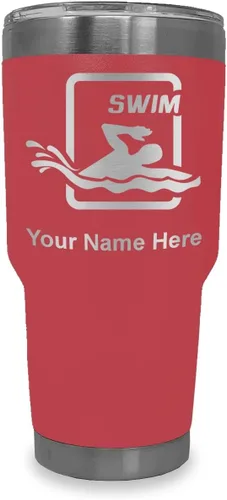 Vista 37 de LaserGram Vaso aislado al vacío de 20 onzas, para natación, grabado personalizado incluido (negro) Engraved Gift for Swimmers, Vacuum Insulated