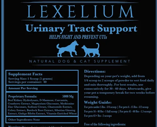 Vista 5 de Soporte orgánico para infección del tracto urinario para perros y gatos, fortificado con arándano, manosa D y curcumina, optimiza la función renal